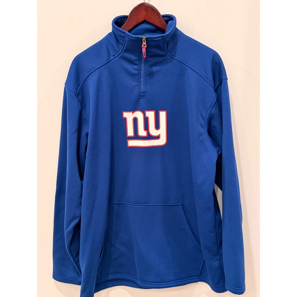 NFL Equipment New York Giants Quarter Zip Fleece Pullover Blue DJ83 Mens L
